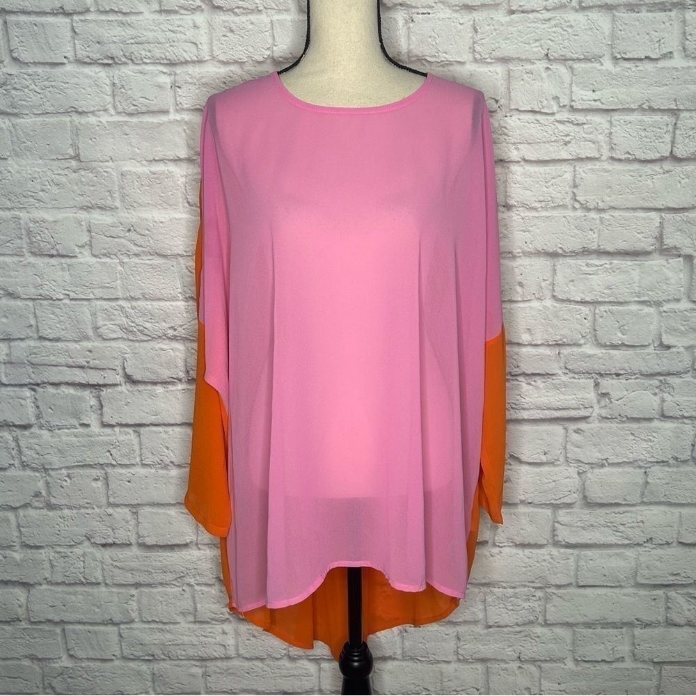 Never Fully Dressed Colorblock High Low Chiffon Blouse - Picture 7 of 15